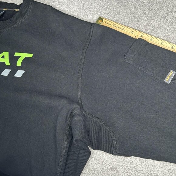 Ariat Rebar Workman Logo Sweatshirt Mens 2XL Tall Black Crewneck Fleece Pullover - Picture 6 of 14